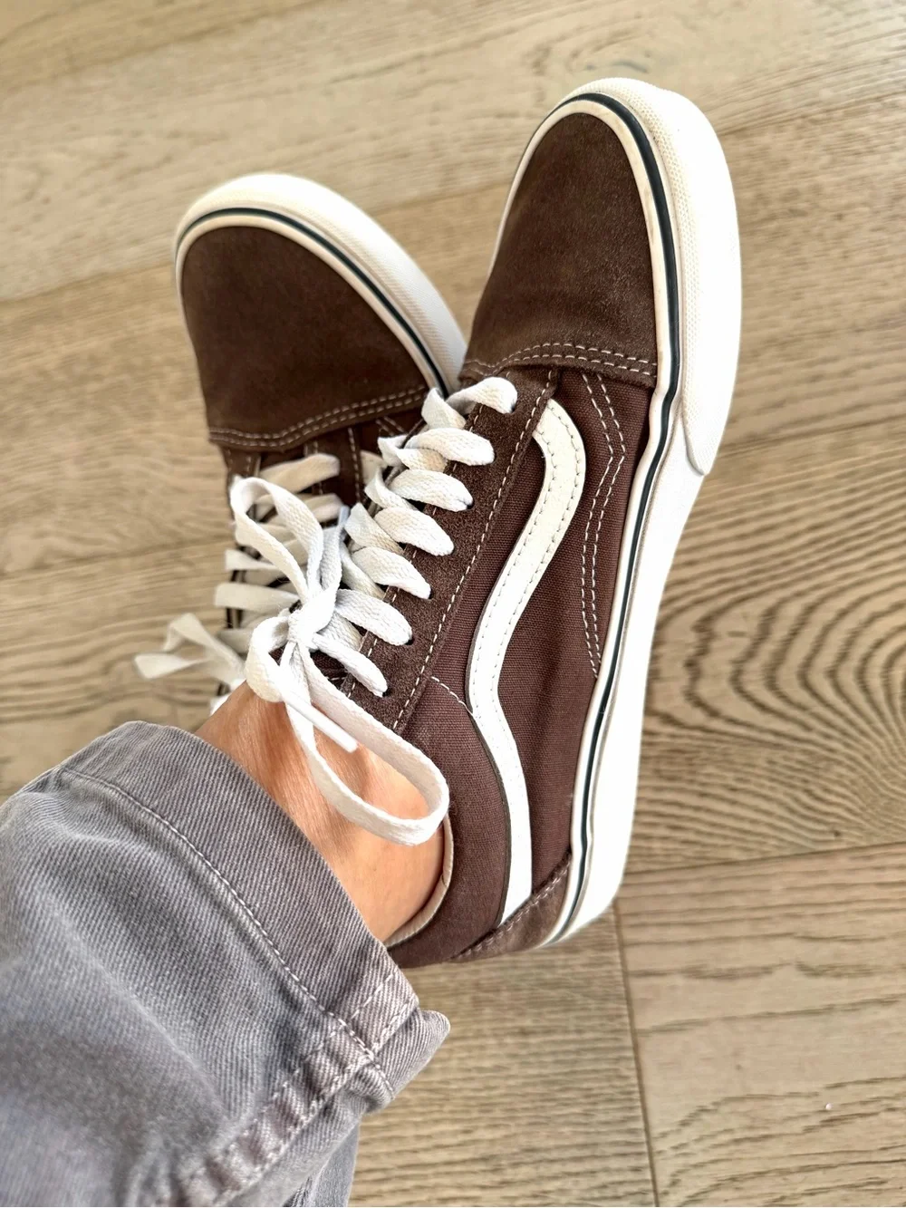 Vans Brown Suede Canvas Old Skool Sneakers 7.5 Skate Low Top Classic Streetwear - Picture 5 of 16